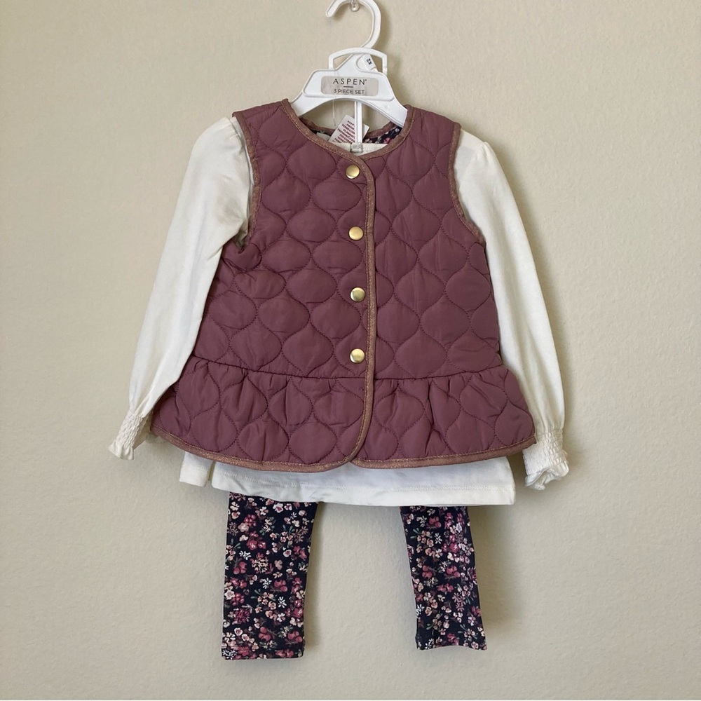 Aspen Quilted Vest and Floral Leggings Set